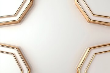 Sleek white 3D frame, gold beveled borders, ample space on a light gradient.