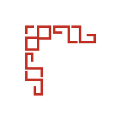 Obraz premium Chinese frame corner. Traditional Asian pattern. For decoration of banner, holiday card and Asian culture product. Vector illustration isolated on white background