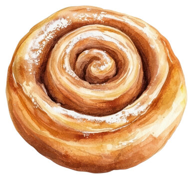 recommend clip art: PNG Cinnamon roll dessert illustration watercolor.