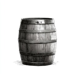 Fototapeta premium Wooden barrel, cask, oak, container, vintage, isolated on white background.