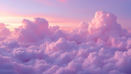 Stunning Pink Sunset Cloudscape Above the Clouds Aerial View