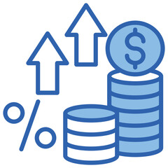 Inflation Blue White Icon