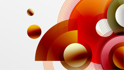 Sleek vector design with overlapping circles in vibrant colors and smooth gradients. Dynamic composition with depth, symmetry, and minimalistic elegance on a light background