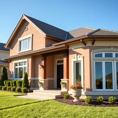 Obraz premium Luxury Home Exterior: Modern Architectural Design and Landscaping