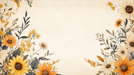 Beautiful Vintage Floral Arrangement with Sunflowers and Daisies