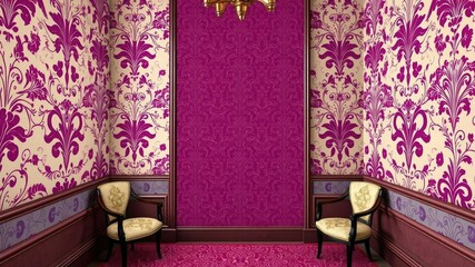 Abstract purple floral wallpaper with elegant swirling patterns, interior, elegant, vintage