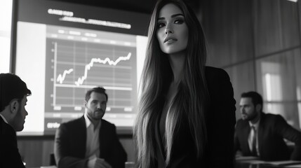 Obraz premium A confident and intelligent woman with long hair, typing on her laptop at a tidy desk, smiling and enjoying her productive work.