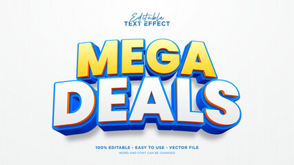 Editable mega deals 3d text effect, marketing text effect template