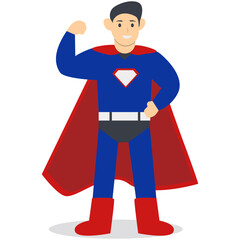 Man Superhero Illustration in Flat Cartoon Design. Isolated Vector Character.