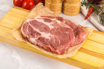 Raw pork neck steak sirloin
