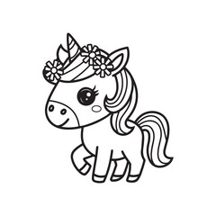 Cute Unicorn with Floral Crown