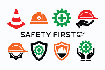 Safety first icon set, safety icon logo set