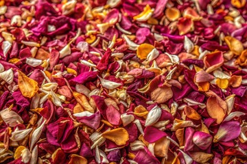 Fototapeta premium Pile of colorful rose petals