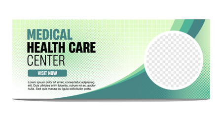 Medical healthcare social media banner design, web banner template, timeline cover post. Vector Eps