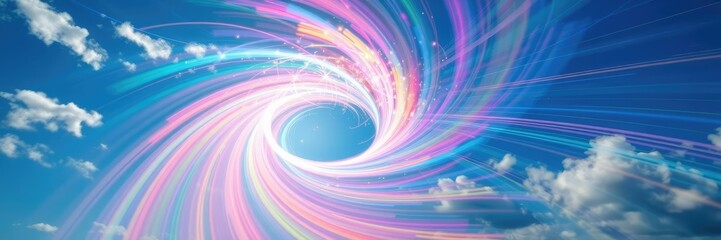Fototapeta premium A swirling vortex of colors dances across the sky, as if a thousand rainbows were unfolding simultaneously in perfect harmony, luminous, iridescent, celestial
