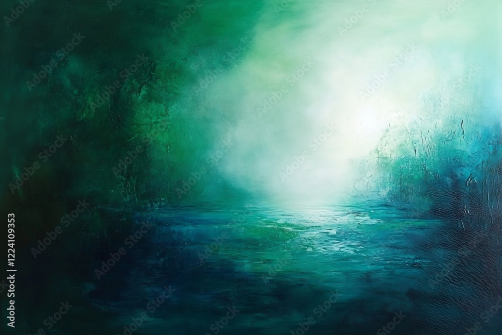 Wall mural Enigmatic Emerald Waterscape: A Serene Abstract Painting