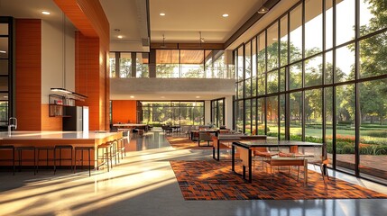 3D rendering of a commercial real estate property, showcasing modern design and spacious interiors 