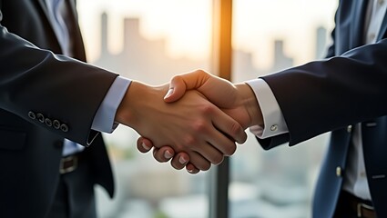 business people shaking hands on the background of the office