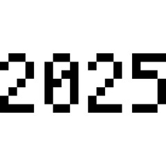 2025. Pixel number. Happy new years 2025