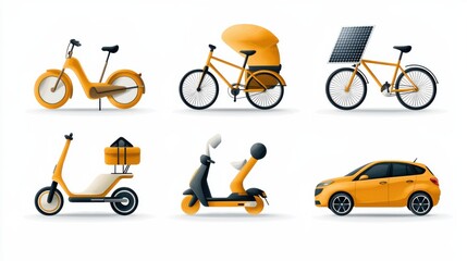 Exploring eco-friendly travel options six iconic electric bicycles scooters and solar-powered vehicles in urban environments