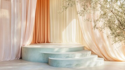 Pastel Stage with Flowing Curtains - Event Space Design