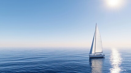 Obraz premium Sailboat on Calm Ocean at Sunset