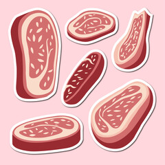 beef meat sticker sheet design