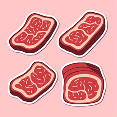 beef meat vector sheets sticker design
