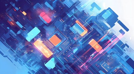 A design focused on technology with clean lines and glowing elements, symbolizing innovation and progress