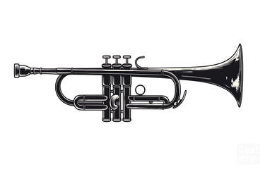Naklejka premium a black trumpet with text.