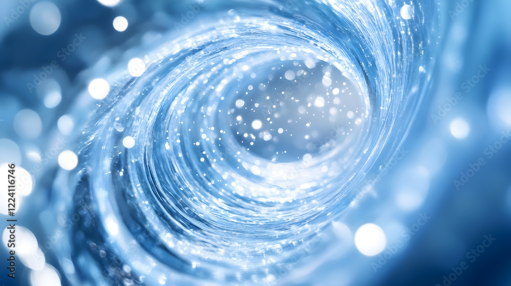 Poster Mesmerizing abstract swirl of shimmering blue water with sparkling reflections and glowing bokeh lights : Generative AI