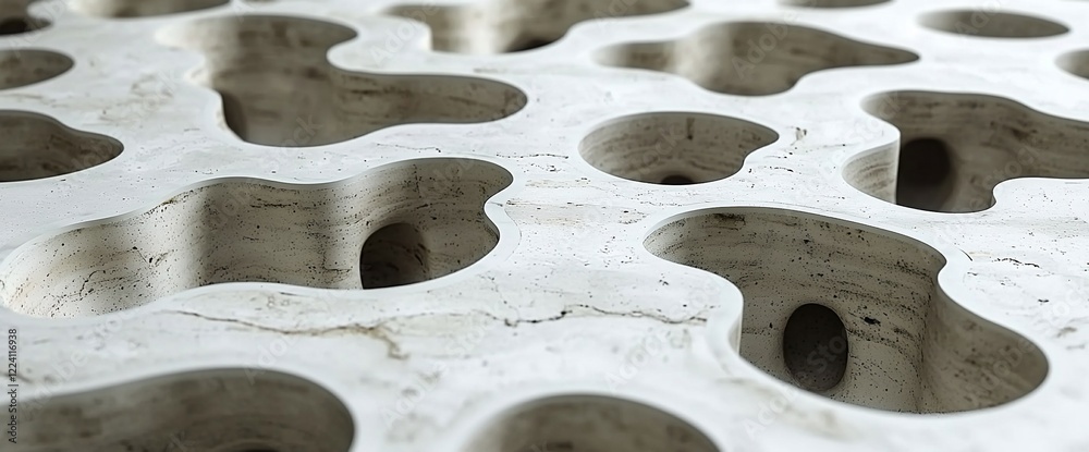 Poster abstract textured surface with irregular holes.