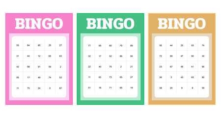Set of colored bingo cards with numbers design vector