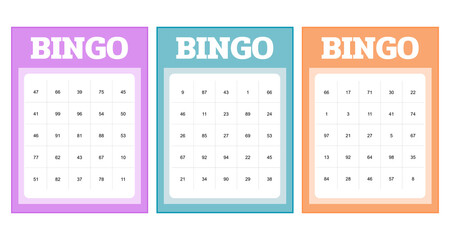 Set of colored bingo cards with numbers design vector