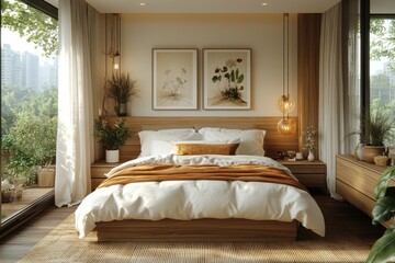 Cozy Bedroom with Natural Light and City View for Interior Design Inspiration