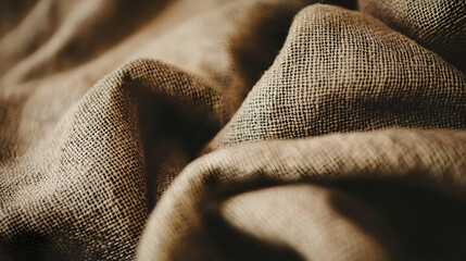 Rustic Brown Linen Fabric Texture Close-up