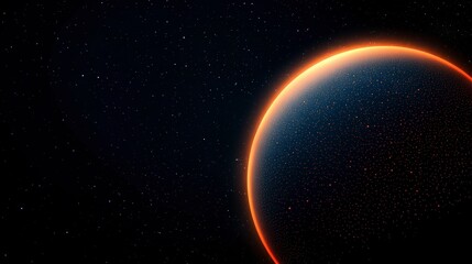 Stunning Planetary View with Glowing Horizon Against a Starry Background