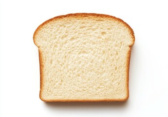 Single slice of toasted white bread isolated on white background.
