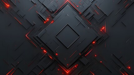 A modern design featuring dark gray and red hues, with a metallic plate composition arranged symmetrically.