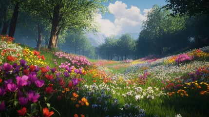 Obraz premium A Stunning Meadow of Colorful Flowers