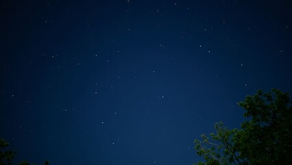 A serene summer night sky filled with bright stars, accompanied by a gentle breeze and calm atmosphere.