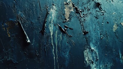Abstract textured surface with peeling paint and dark colors.