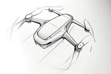 Delivery drone design. soft shape minimalist drone. white background. industrial design sketch. 