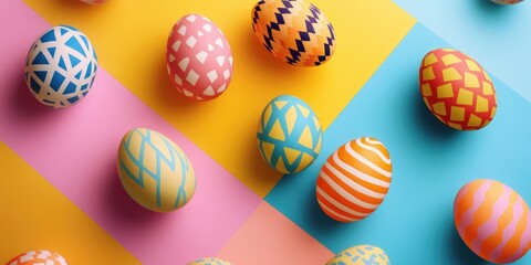 Obraz premium A colorful array of eggs with different patterns and colors