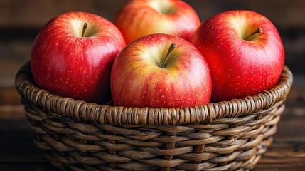 A Basket of Red Apples: Juicy, Ripe, and Ready to Eat