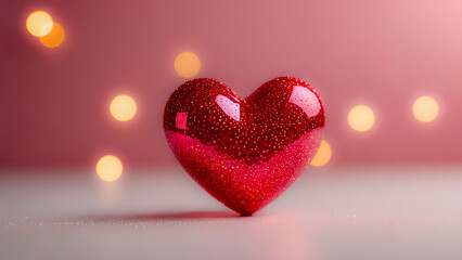 Obraz premium Red heart on a pink background