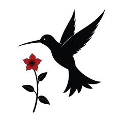 hummingbird and flower vector Illustration