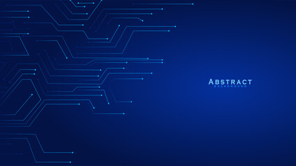 Vector Blue technology background with network connections and digital data connection, web banner design for tech online site or social media promotion of product service on the dark blue background