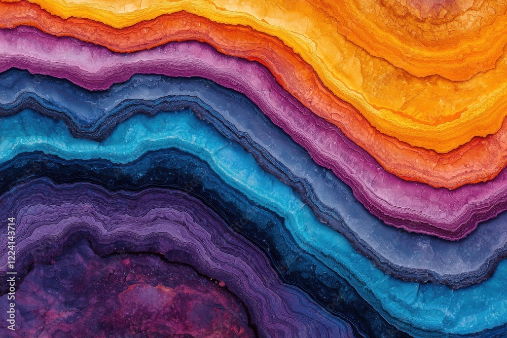 Poster vibrant layered patterns abstract art high-resolution artistic environment close-up view colorful de