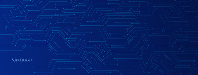 Vector Blue technology background with network connections and digital data connection, web banner design for tech online site or social media promotion of product service on the dark blue background